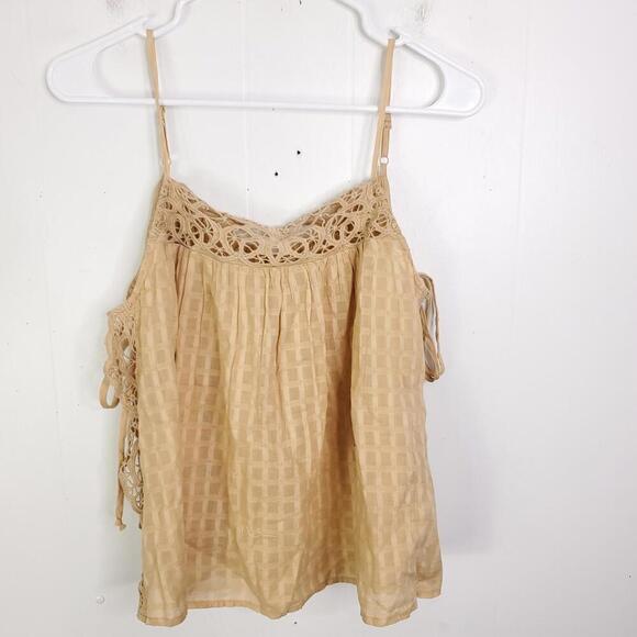 American Eagle Top Womens Small Tank Side Ties Oversized Windowpane Flowy - Picture 1 of 10